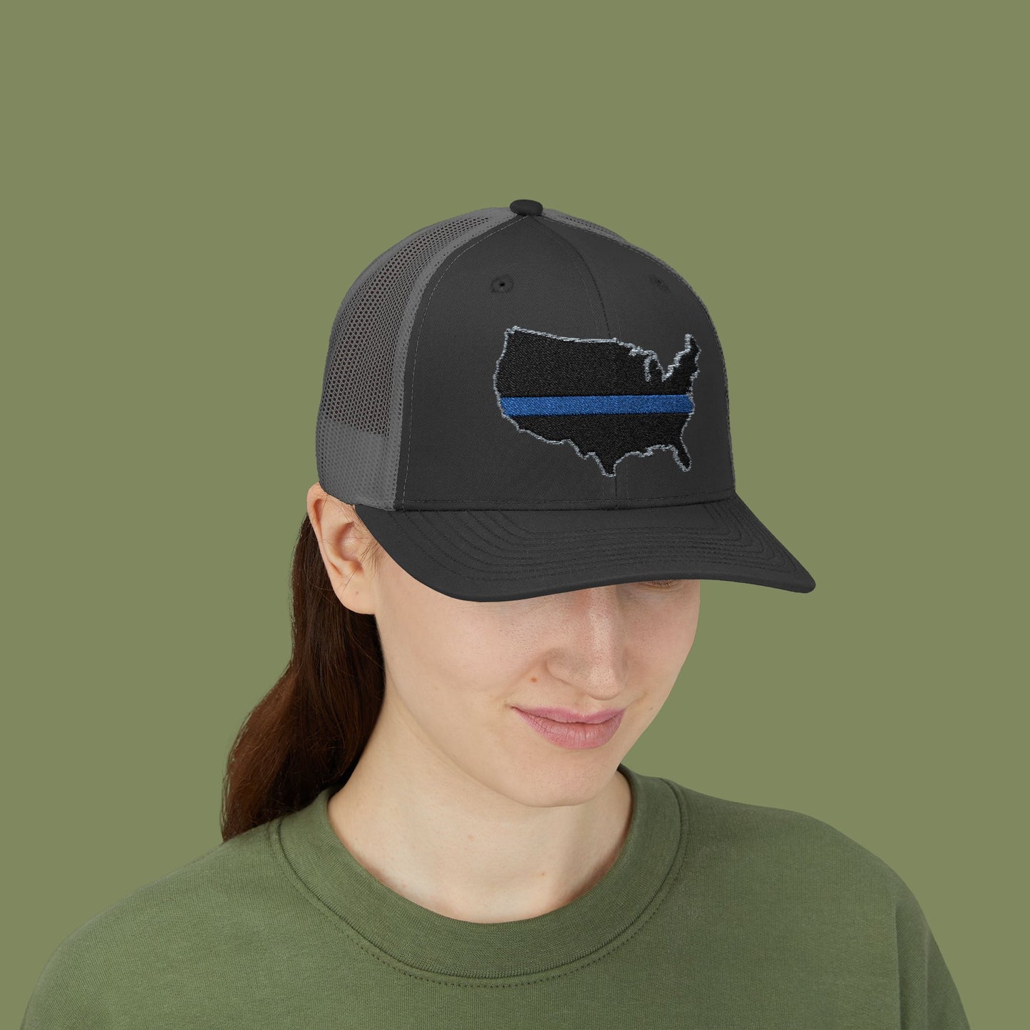 Thin Blue Line Snapback Trucker Cap