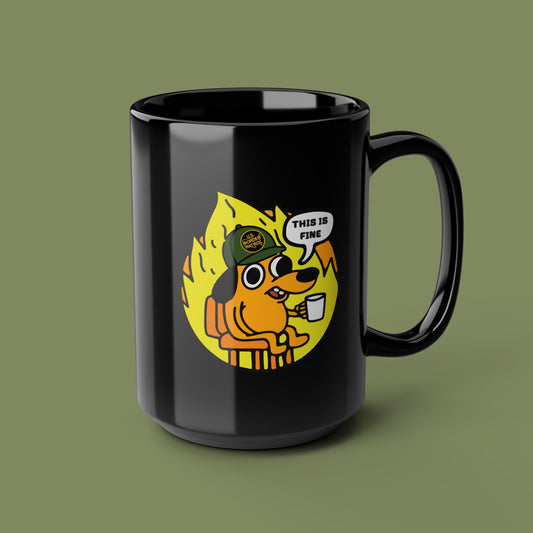 Border Patrol This Is Fine Border Patrol Black Mug, 15oz