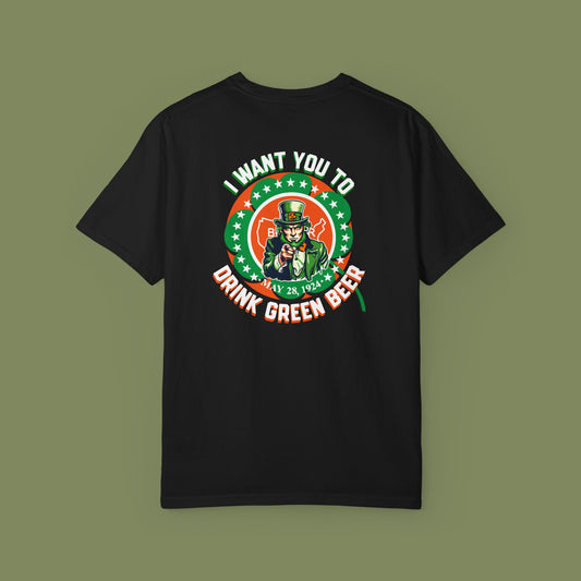 St. Patrick's Day T-Shirt — "I Want You To Drink Green Beer" Leprechaun Graphic Tee