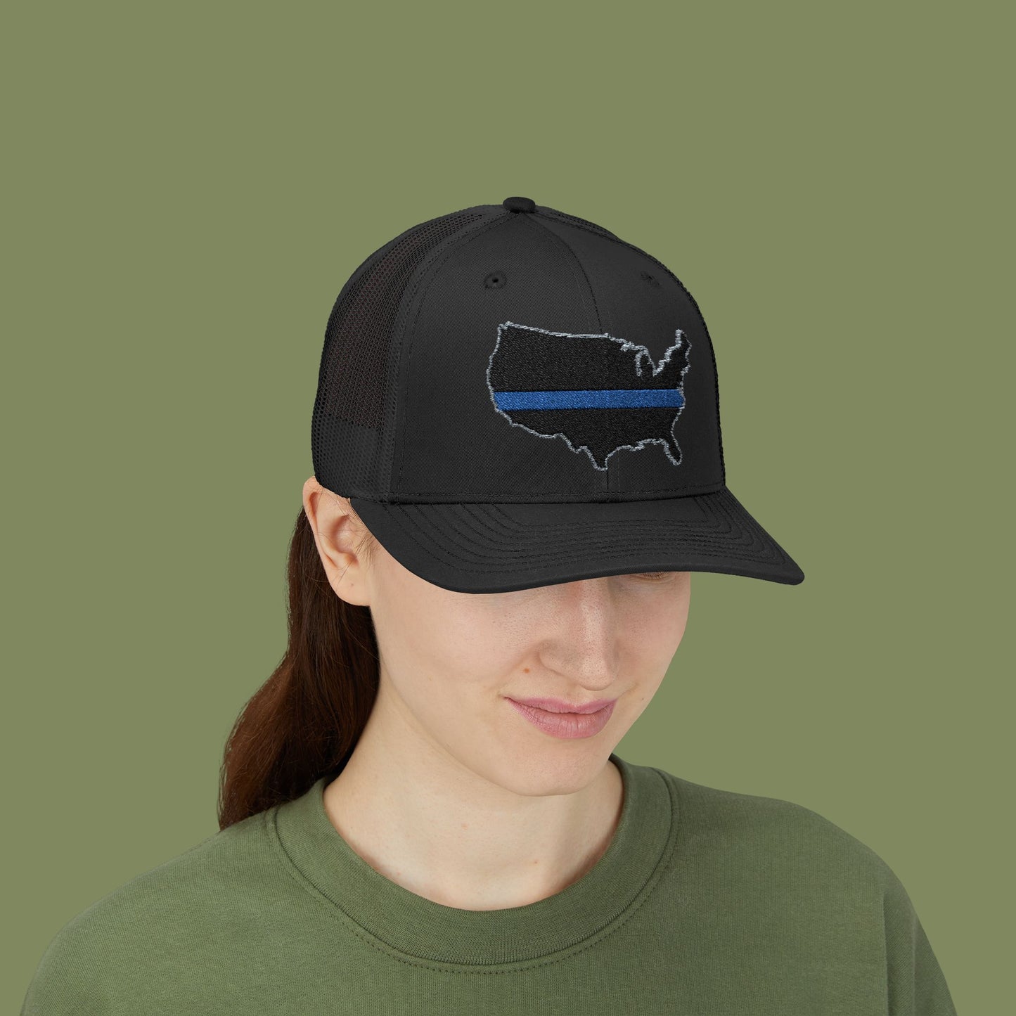 Thin Blue Line Snapback Trucker Cap