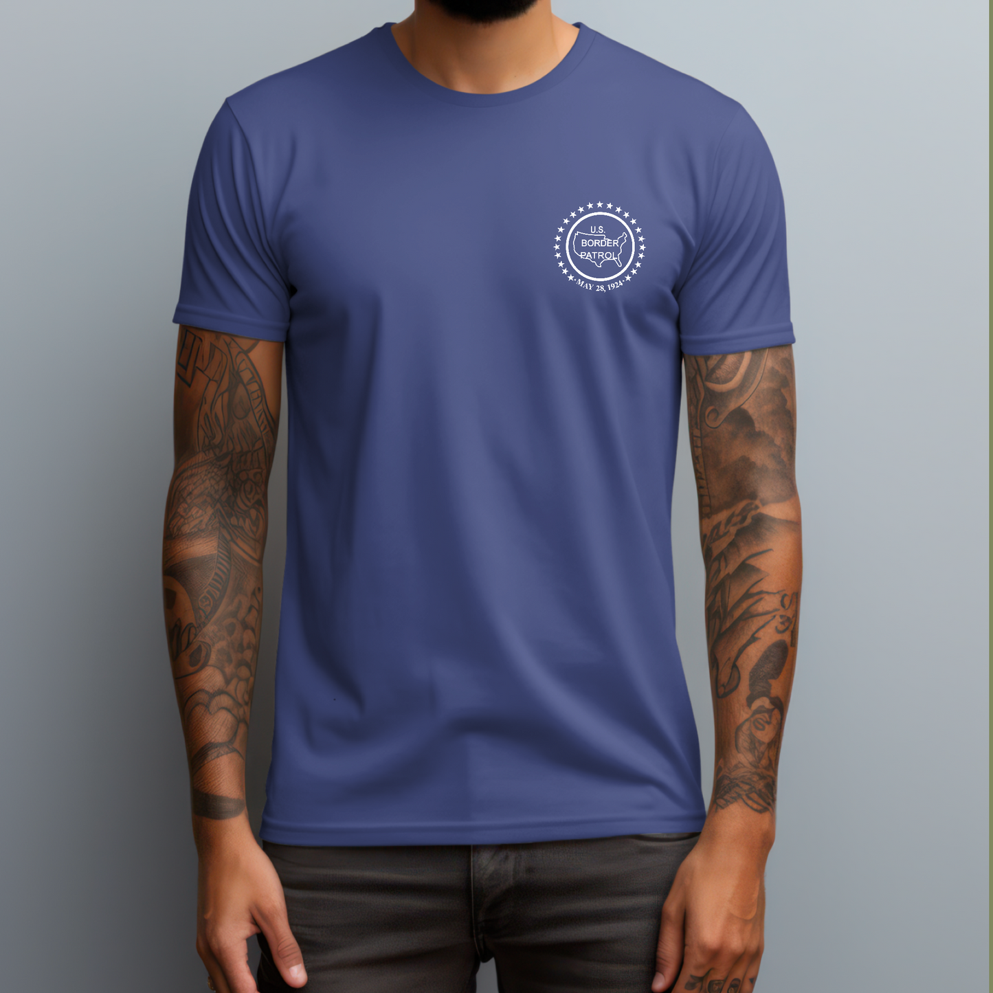 U.S. Border Patrol Blueprint Tee – Royal Heather Blue