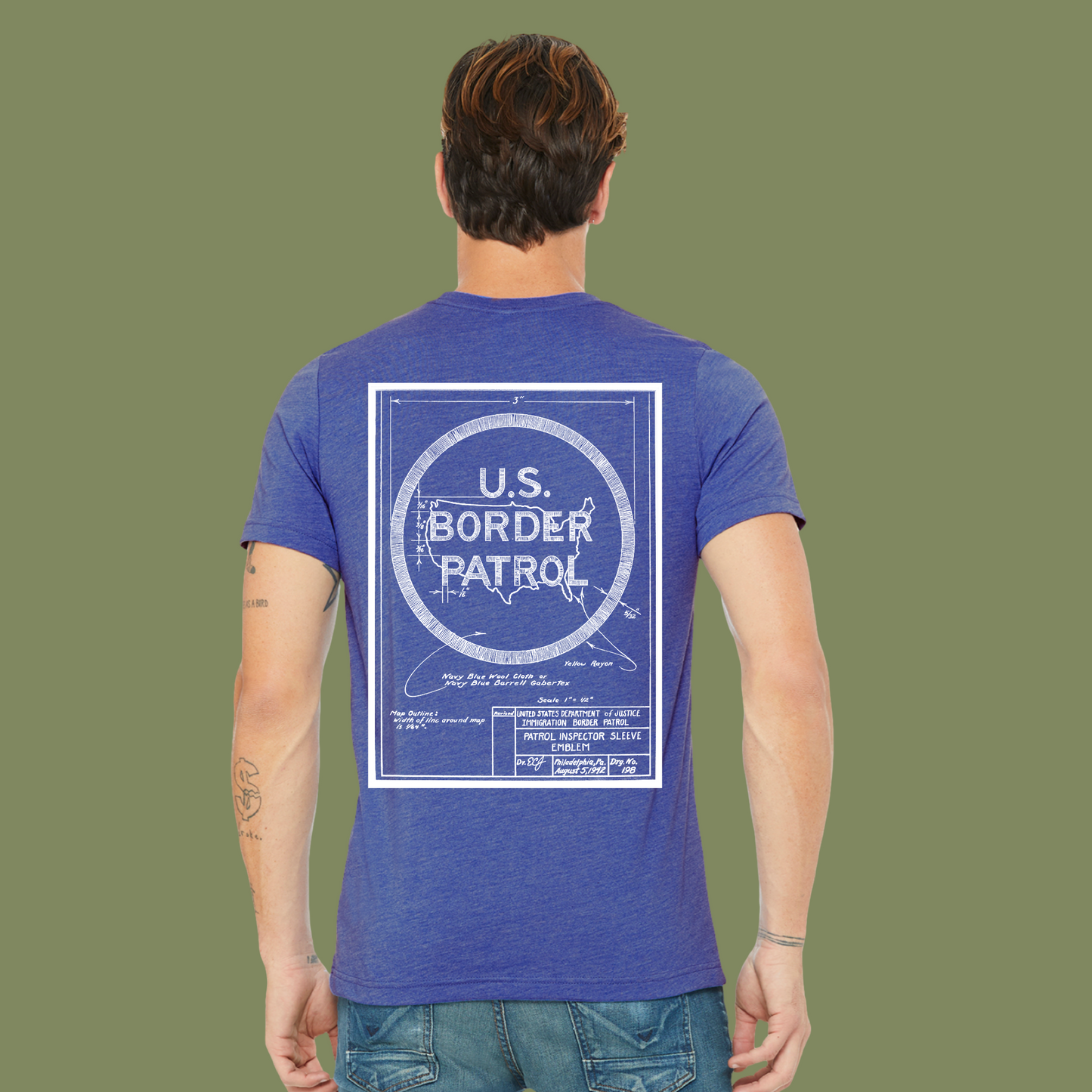 U.S. Border Patrol Blueprint Tee – Royal Heather Blue