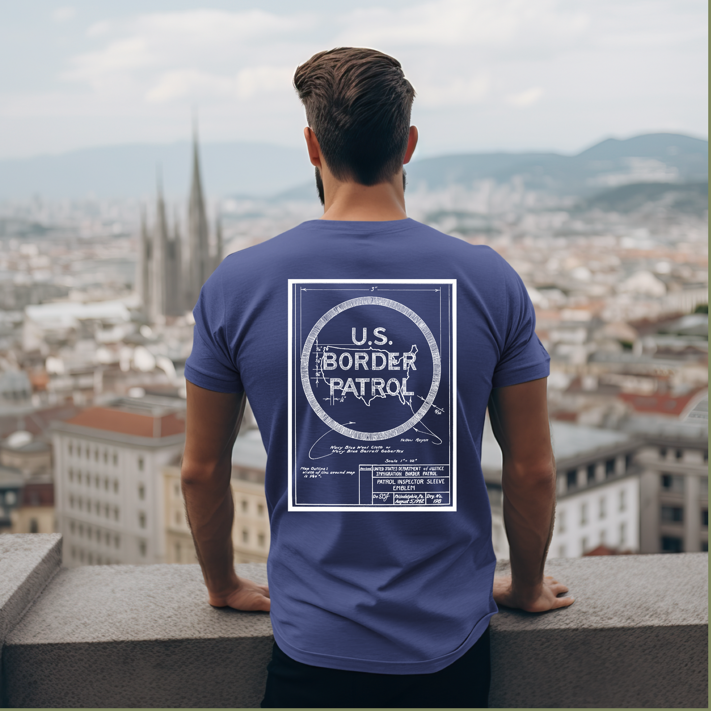 U.S. Border Patrol Blueprint Tee – Royal Heather Blue