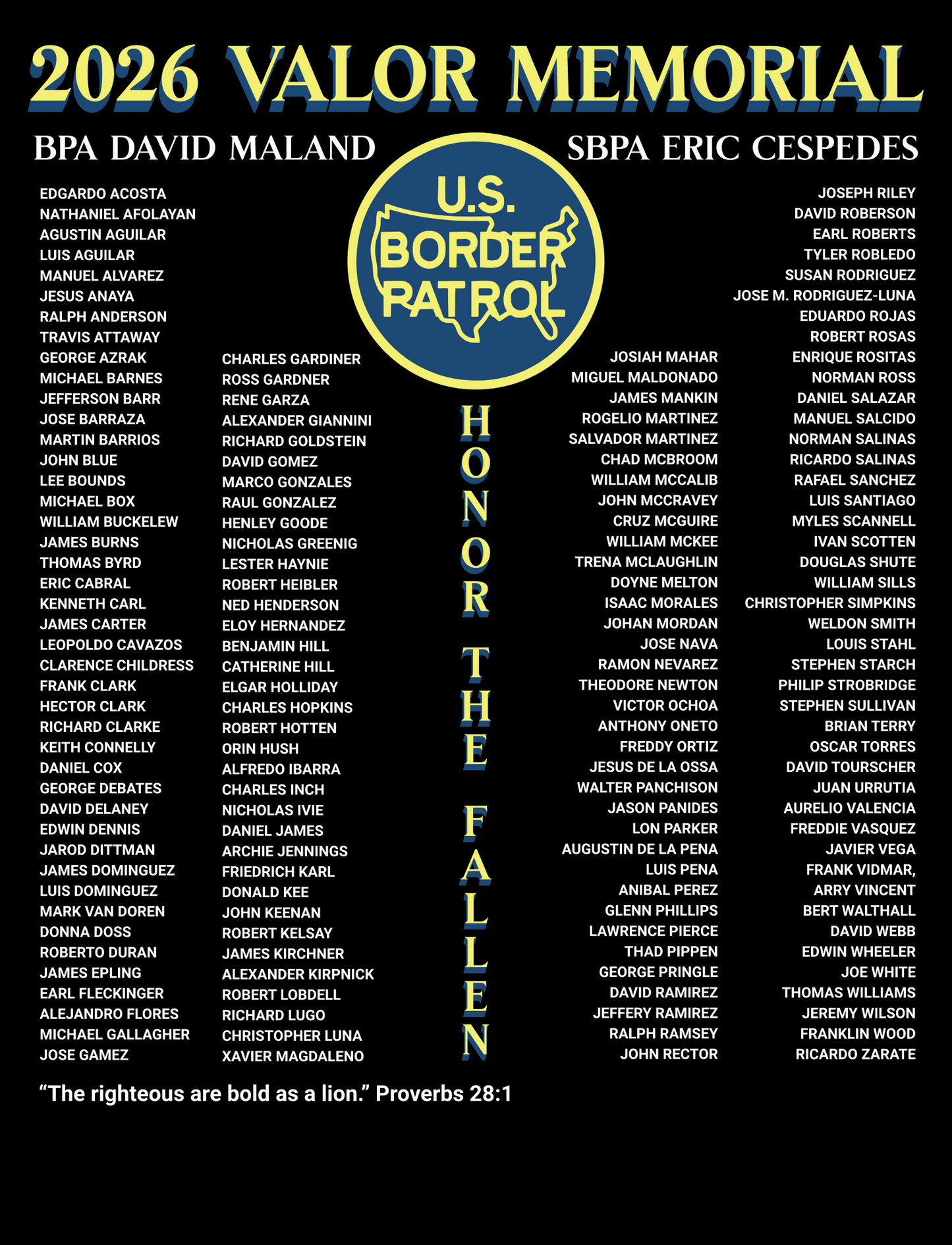 2026 Border Patrol Valor Memorial T-Shirt