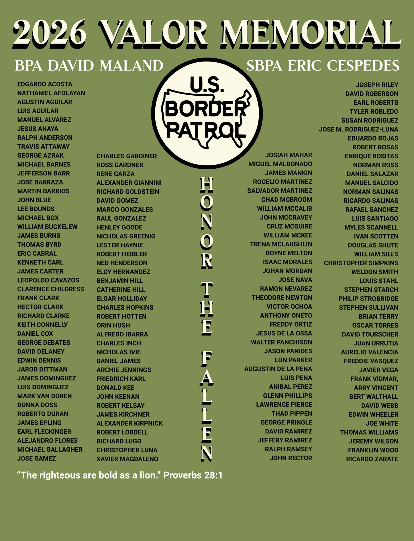 2026 Border Patrol Valor Memorial T-Shirt